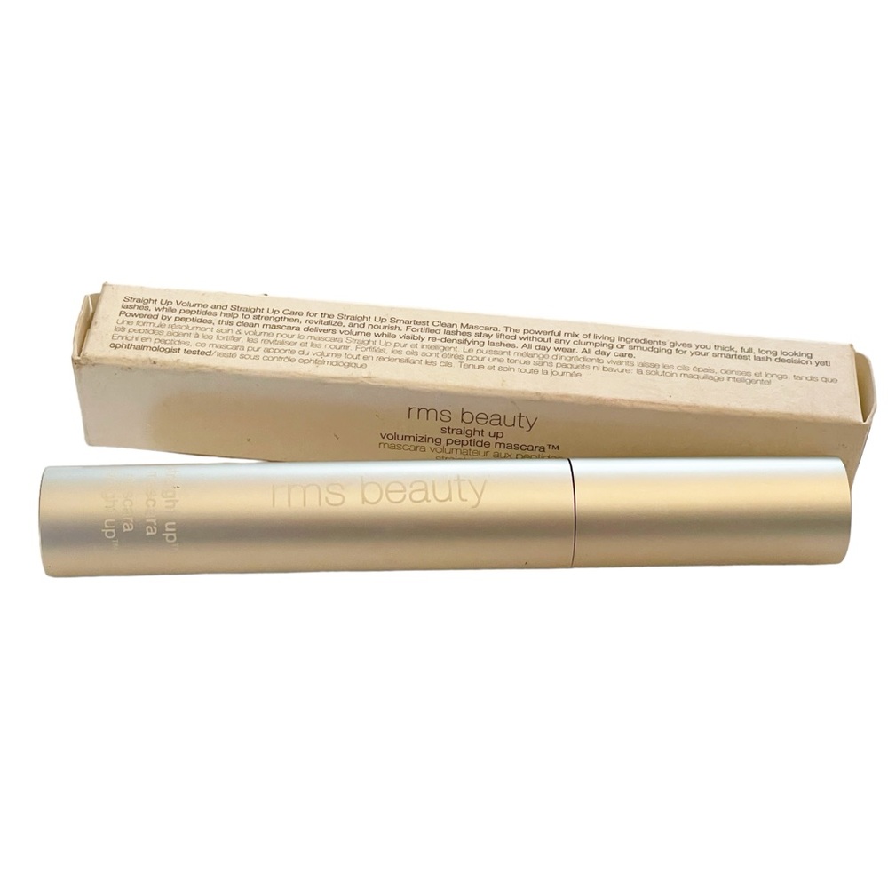 RMS Beauty Straight Up Volumizing Peptide Black Mascara 0.15 oz NEW Face Makeup